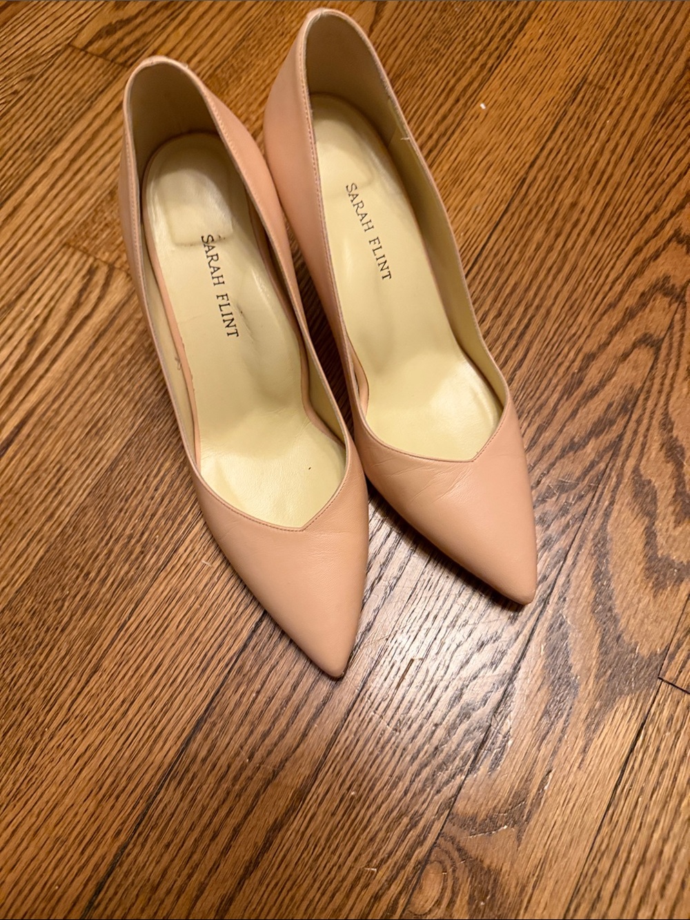 Sarah Flint Blush/Nude Pointed-Toe Leather Pumps
